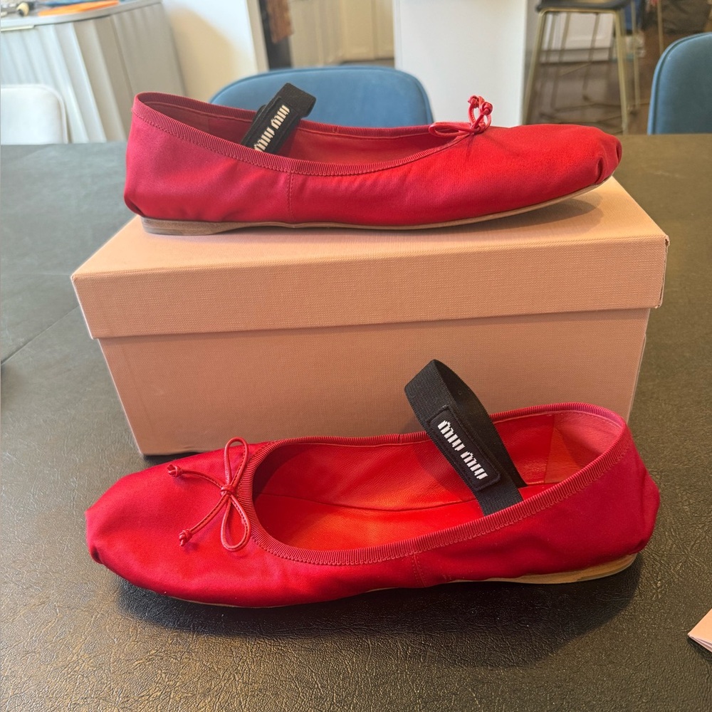 Miu Miu Vibrant Red Ballet Flats EUC $975